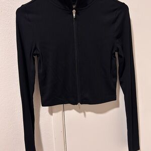 Arizona Jean Company Women's Black Cropped Zip-Up Jacket